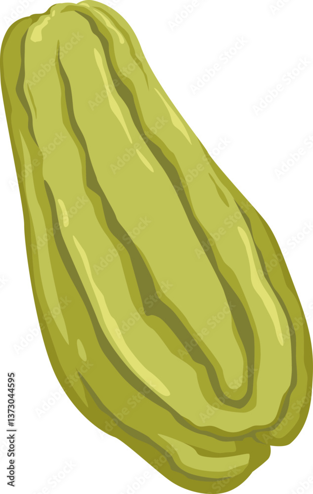 Obraz premium Grüner Chayote – vielseitig verwendbares Gemüse mit mildem Geschmack, beliebt in Salaten und Pfannen. 