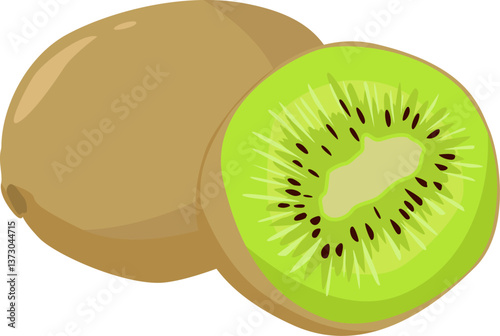 Grüne Kiwi mit brauner Schale und saftigem Inneren – süß-säuerlich, erfrischend und vitaminreich.
