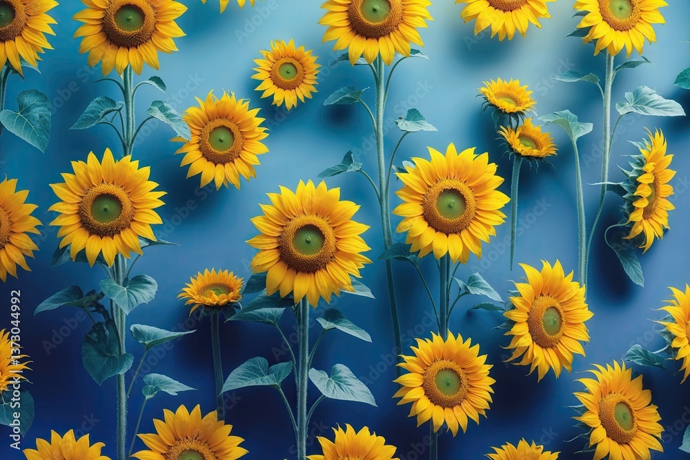 Bright Yellow Sunflower on Azure Background Gradient Abstract Wallpaper Bright Yellow Sunflower on Azure Background Gradient Abstract Wallpaper