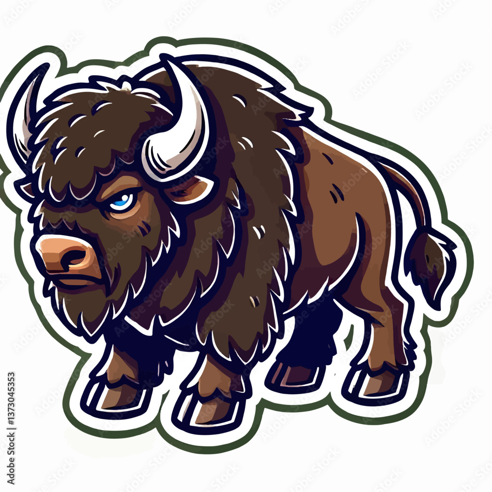 Fototapeta premium マスコットスタイルのバイソンエンブレムで、EPS10ベクター形式で作られており、力強さ、力、自然の精神を鮮やかで記憶に残るロゴで伝えたいブランドに最適です