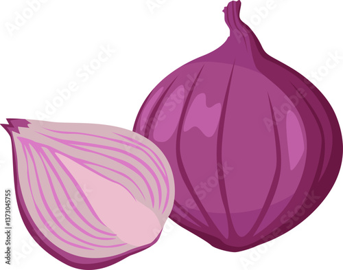 Ganze und halbierte rote Zwiebel – aromatisch, farbintensiv und perfekt für Salate oder warme Gerichte.
