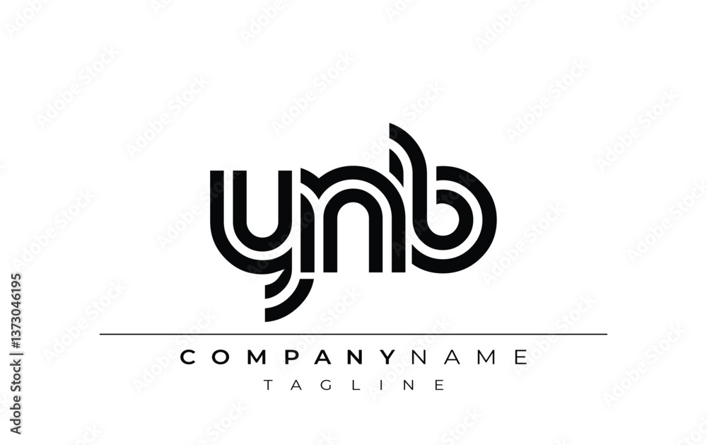 YNB Creative Unique Modern Letter Logo Design. Stylized logo featuring a unique letter design, presenting abstract minimalist aesthetics and modern appeal YNB Creative Unique Modern Letter Logo Design. Stylized logo featuring a unique letter design, presenting abstract minimalist aesthetics and modern appeal