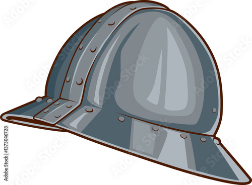 Chapel de fer mit schmalem Krempenrand – funktionaler Helm für mittelalterliche Fußtruppen.