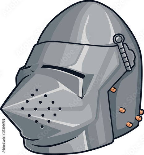 Hundsgugel mit spitzer Gesichtsform und Lüftungslöchern – typischer Spätmittelalter-Helm für Turnier und Kampf.