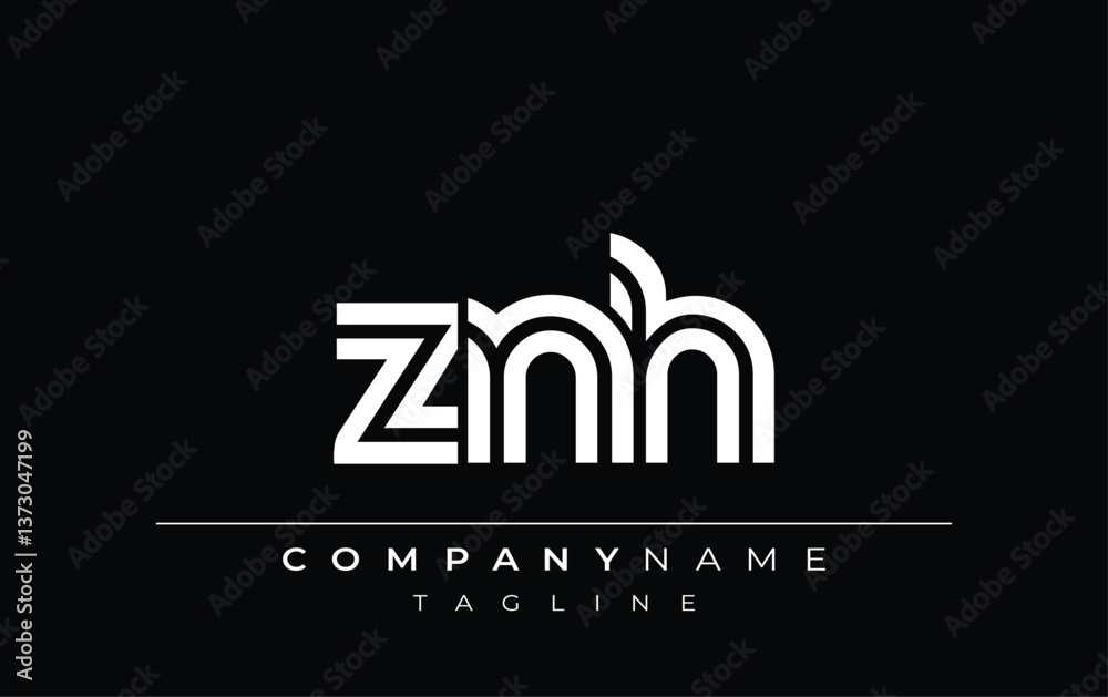Fototapeta premium ZNH Creative Unique Modern Letter Logo Design. Stylized logo featuring a unique letter design, presenting abstract minimalist aesthetics and modern appeal
