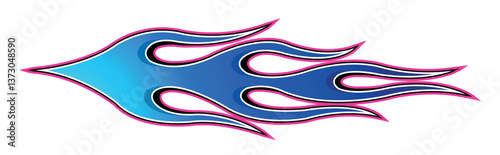 Burning tires and blue flame electric sports car decal vinyl sticker. Racing car speed fire flames vector art graphic.