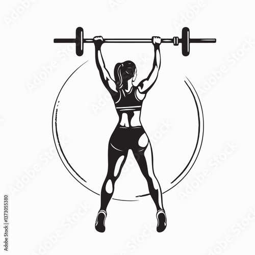 Woman Doing Pull Up Image vector isolated on white background.