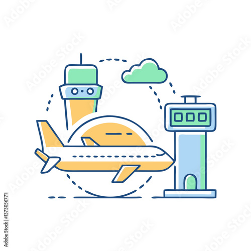 Airport icon, modern air travel hub
