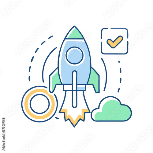 Rocket icon for space travel concept, space shuttle launch