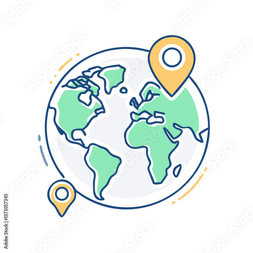 World map icon for global travel