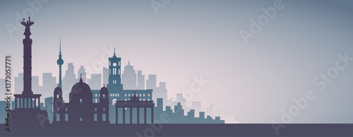 Berlin Skyline Silhouettes: A stylish, minimalist silhouette of the iconic Berlin skyline with a touch of sophistication. Featuring recognizable landmarks in muted tones.