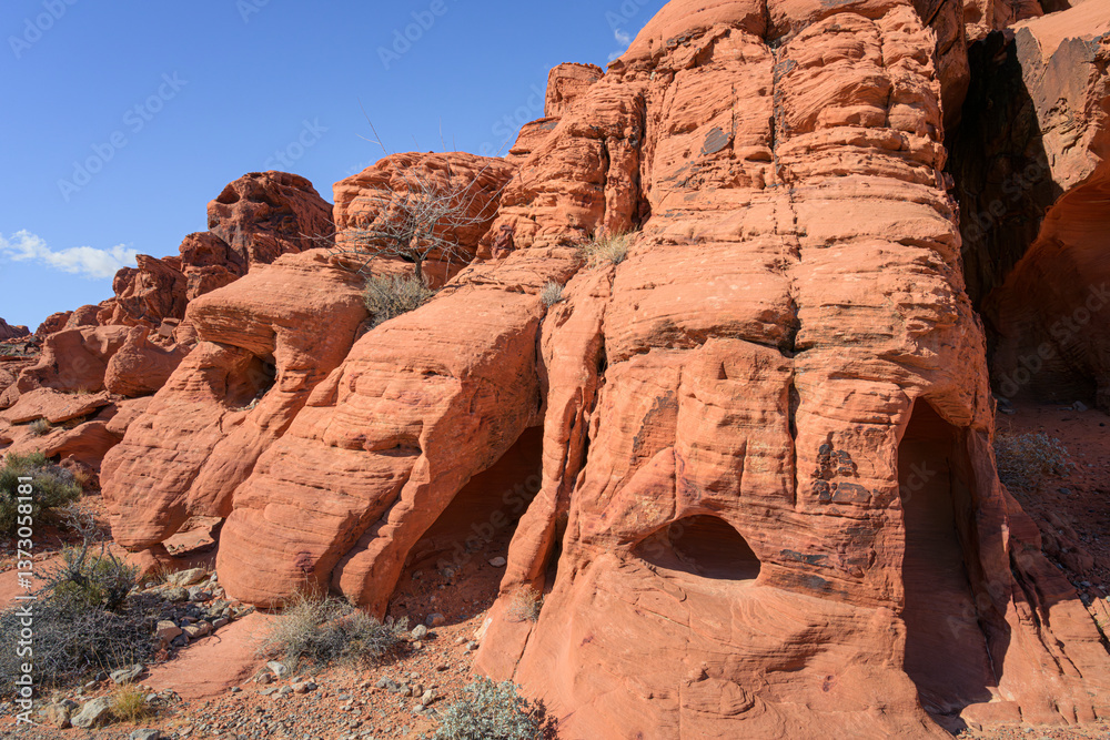 Fototapeta premium Red rock formations in the Valley of Fire State Park, Nevada, USA.