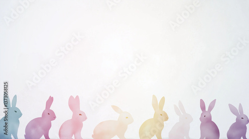 watercolor bunny silhouettes on white background, easter design