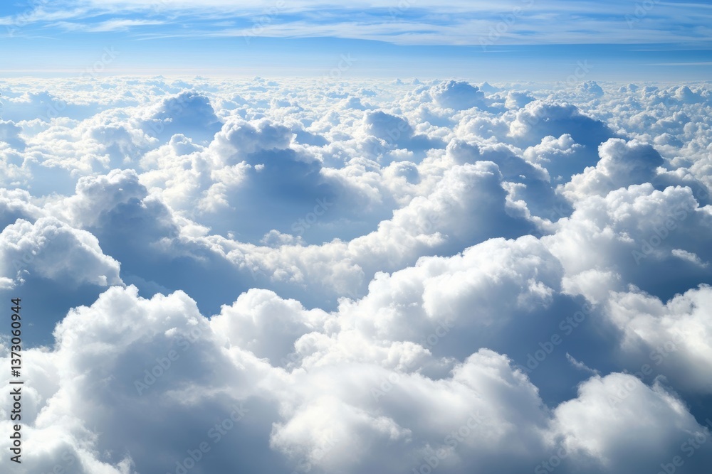 Obraz premium Above a cloudy sky texture pattern, a blue sky with white clouds soars, casting a blurred light effect in the cloudscape