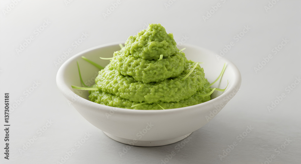 Vibrant fresh wasabi mound showcasing intricate texture and bright green hues Vibrant fresh wasabi mound showcasing intricate texture and bright green hues