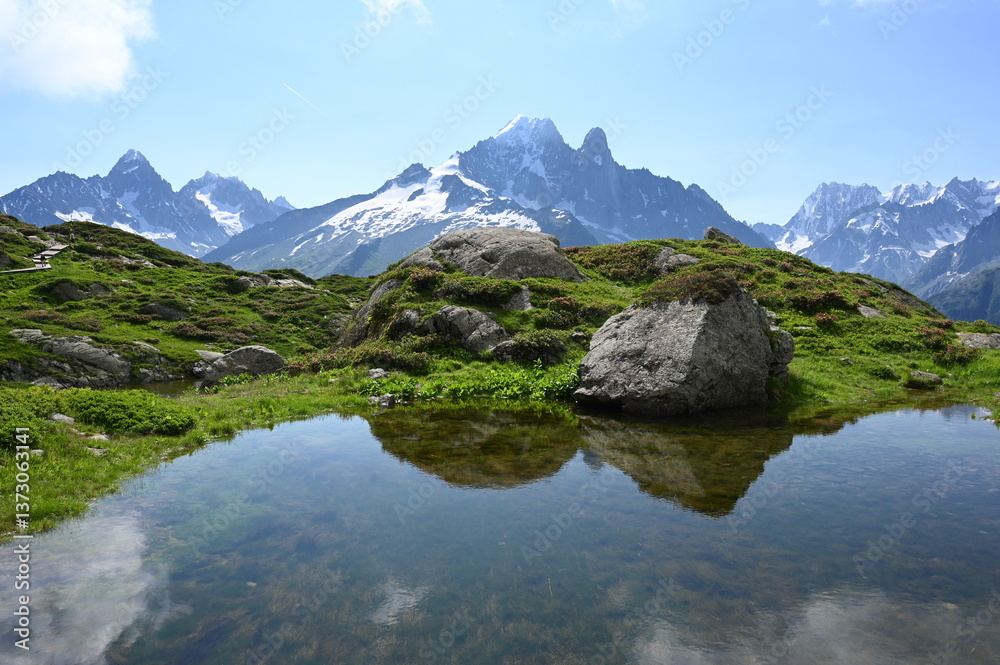 See bei La flegere mit Blick zur Mont Blanc-Gruppe