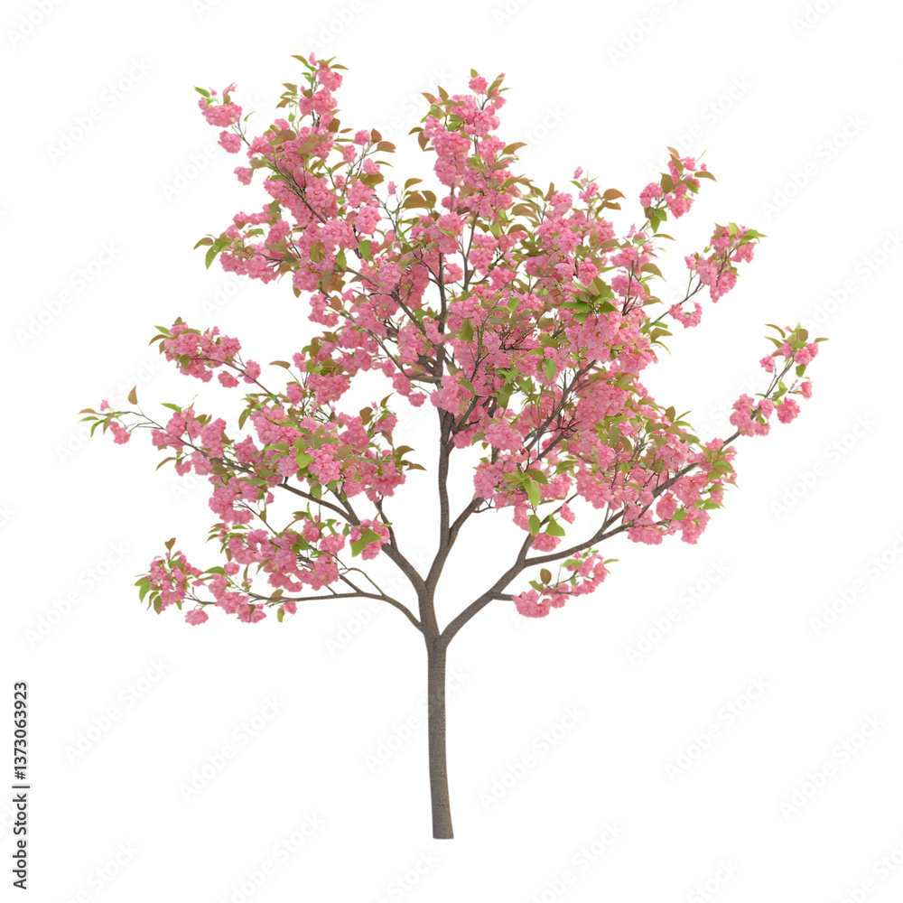 3D Rendered Cherry Tree Sapling with Blossoms Isolated on Transparent Background 3D Rendered Cherry Tree Sapling with Blossoms Isolated on Transparent Background