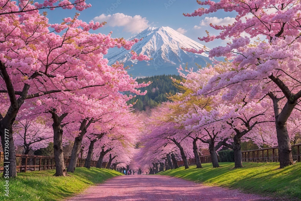 Lush Spring Cherry Blossom Blooming Landscape Capturing Serene Natural Beauty Lush Spring Cherry Blossom Blooming Landscape Capturing Serene Natural Beauty