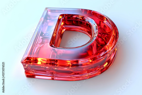Translucent red letter d 3 d render