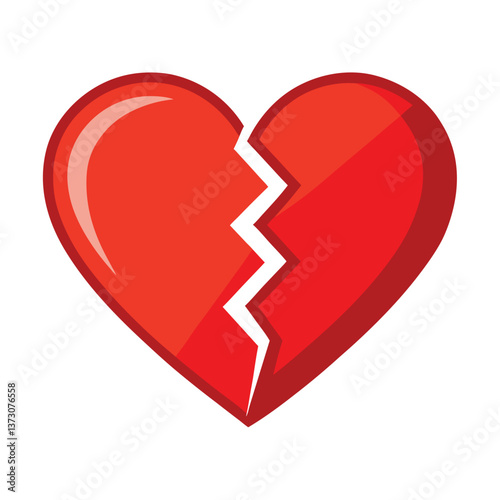 Vector illustration of red heart that has been broken into two pieces