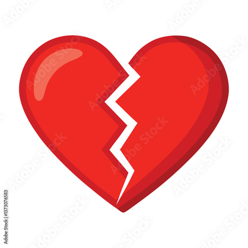 Vector illustration of red heart that has been broken into two pieces