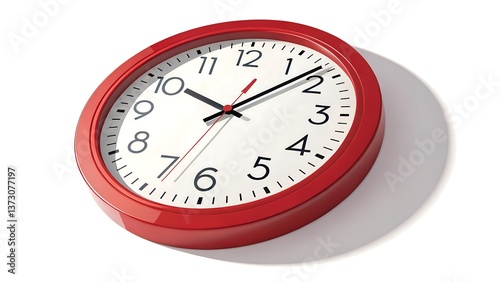 Red wall clock time management deadline reminder office decor punctual design