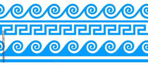 Greek wave seamless pattern. Vector water wavy ornament pattern
