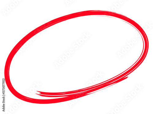 Hand drawn red circle highligter. Vector marker circle line
