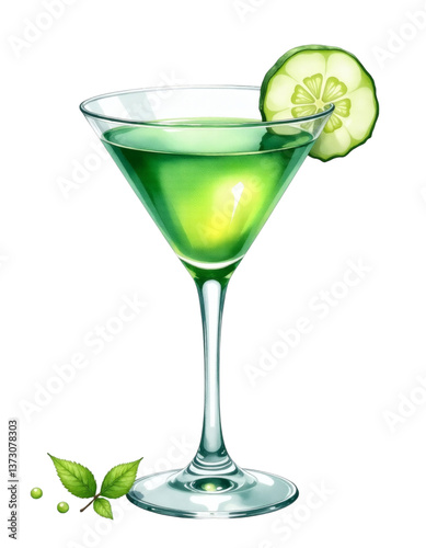 Cucumber Martini (1) Cocktail Illustration