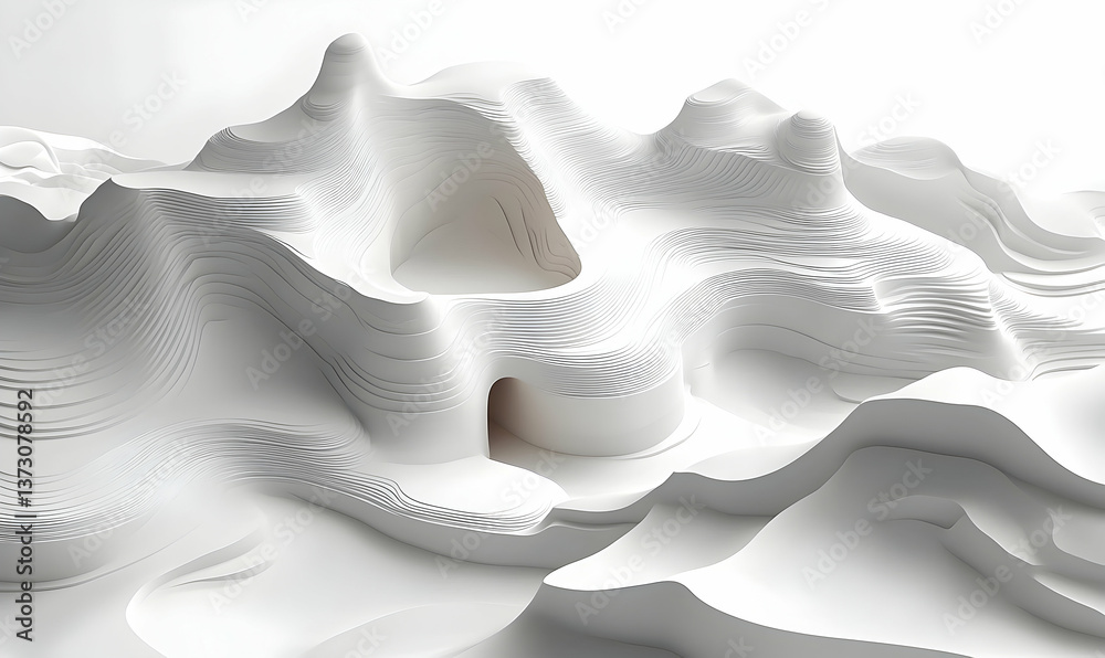 Obraz premium White abstract architectural model landscape