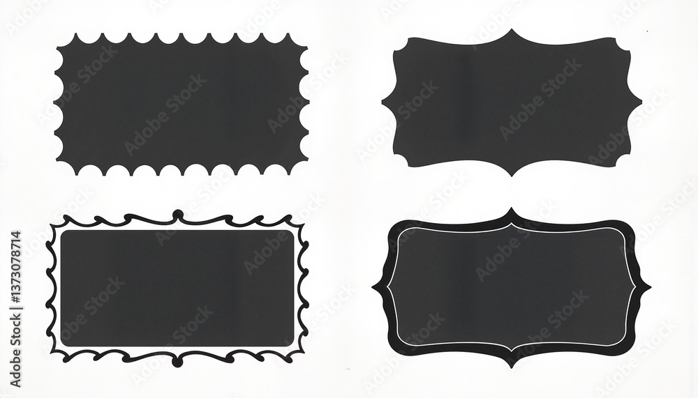 Fototapeta premium Zigzag edge rectangle labels, flat vector design for creative projects