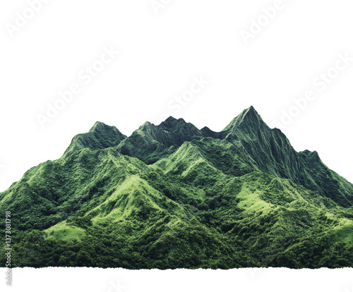 Majestic Mountains: Lush green mountains reach towards the sky, evoking a sense of grandeur and natural beauty. Perfect for adding a touch of serenity to any project.