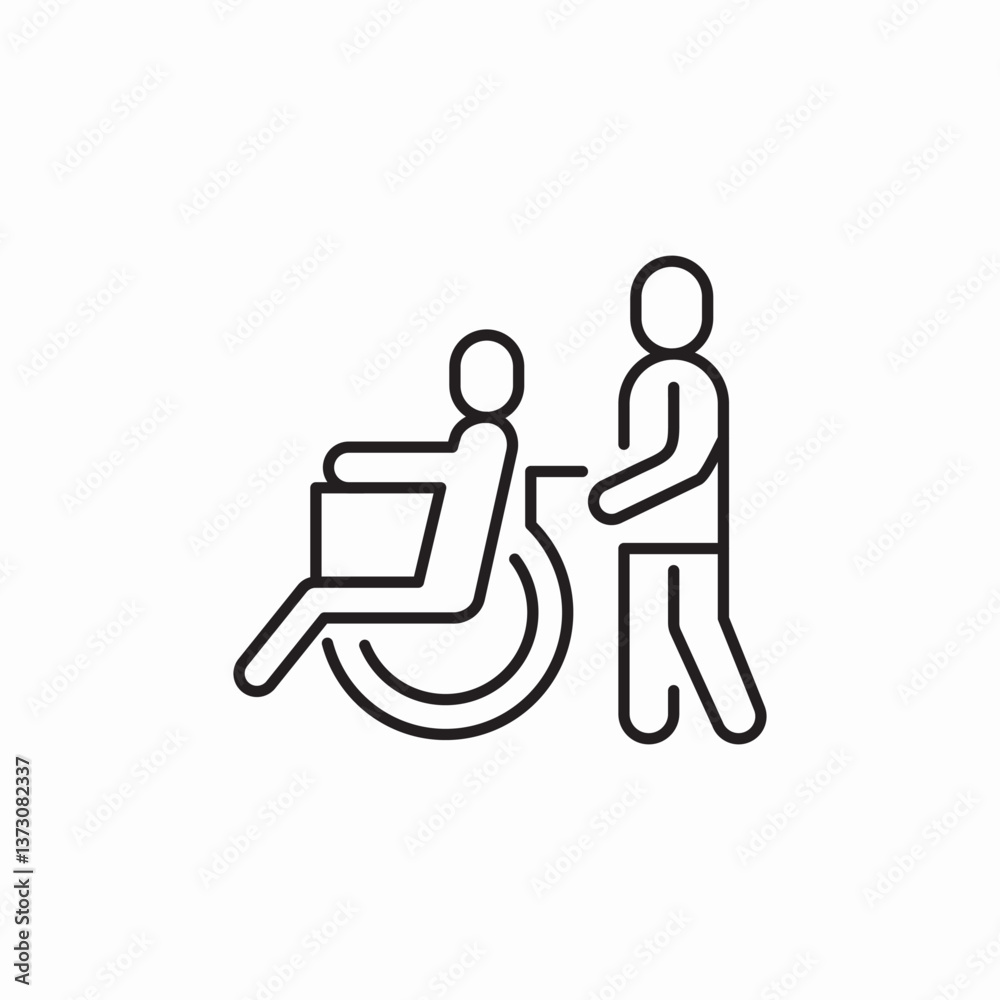 disability wheelchair assistant icon sign vector disability wheelchair assistant icon sign vector