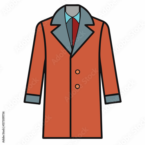 Minimalist Overcoat Vector Design on White Background