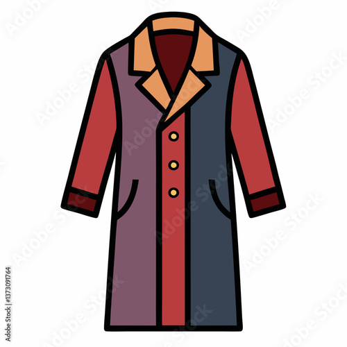 Minimalist Overcoat Vector Design on White Background