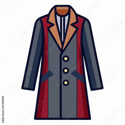 Minimalist Overcoat Vector Design on White Background
