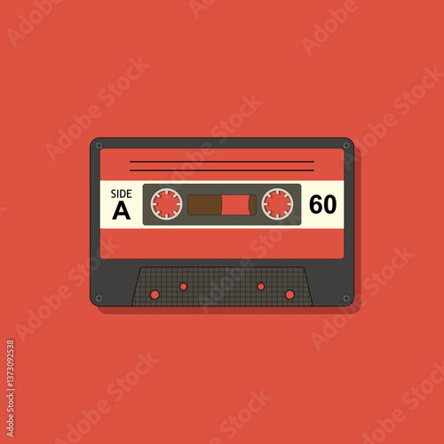 Retro audio tape cassette. Flat design vector illustration