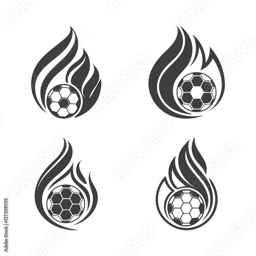 Burning Soccer Ball Icon | Dynamic Black & White Sports Logo