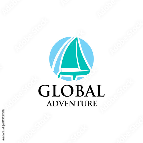 Global Adventure boat ship logo design editable vector  business brand identity ideas 