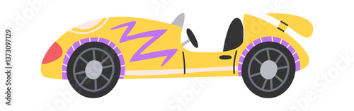 Vintage cute hand-drawn racing car