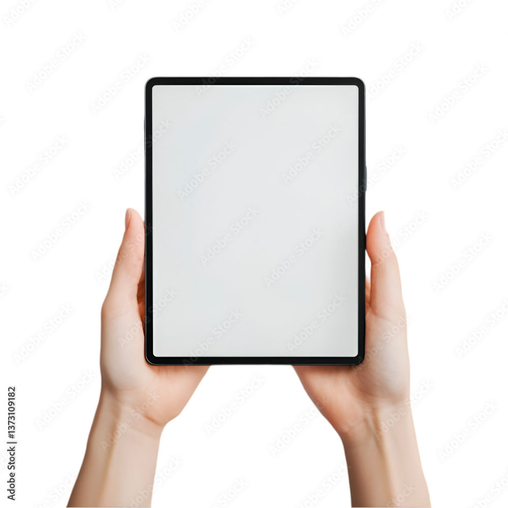 Hands holding tablet blank screen technology device Hands holding tablet blank screen technology device
