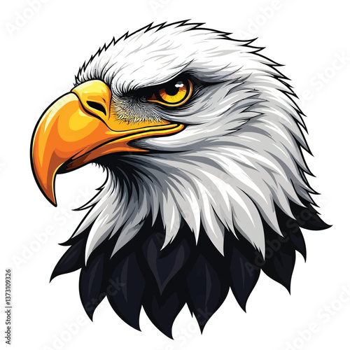 Vintage colorful angry eagle head mascot vector with white background
