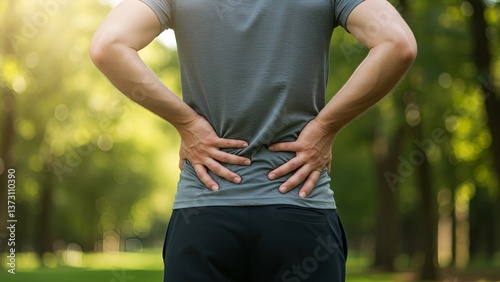 Man Holding Lower Back in Pain Outdoors