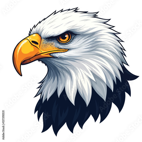 Vintage colorful angry eagle head mascot vector with white background