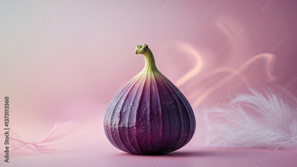 Fototapeta premium A single fig fruit displayed with a beautiful pink background