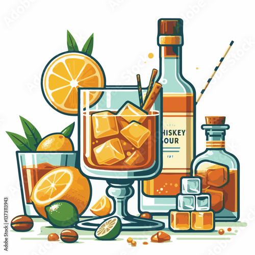 alcohol, bar, whiskey, drink, glass, cocktail, beverage, cold, ice, lemon, juice, alcoholic, fruit, whiskey sour, background, liquor, whisky, sour, refreshment, fresh, bourbon, liquid, refreshing, swe