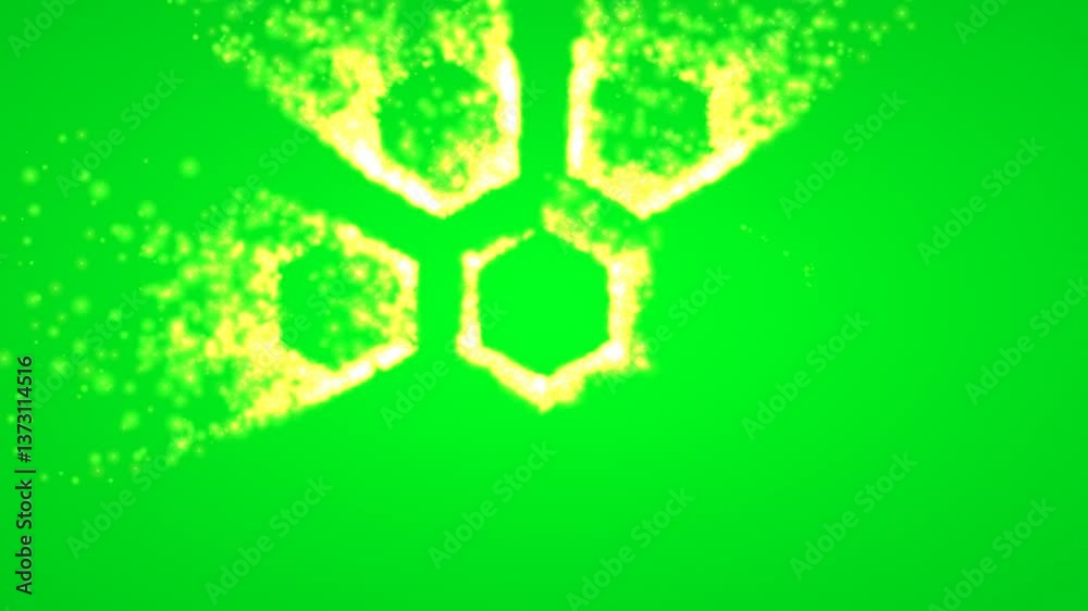 Rectange in flames on green screen