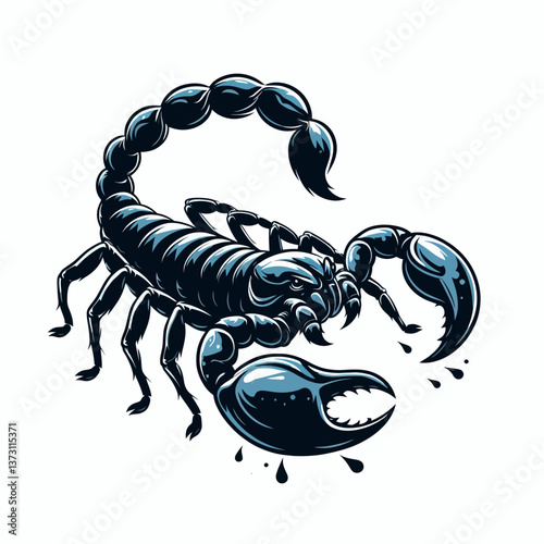 Ilustração de escorpião em gráficos vetoriais, logotipo no estilo EPS10 sobre fundo branco, perfeito para branding com um acento poderoso, misterioso e ousado