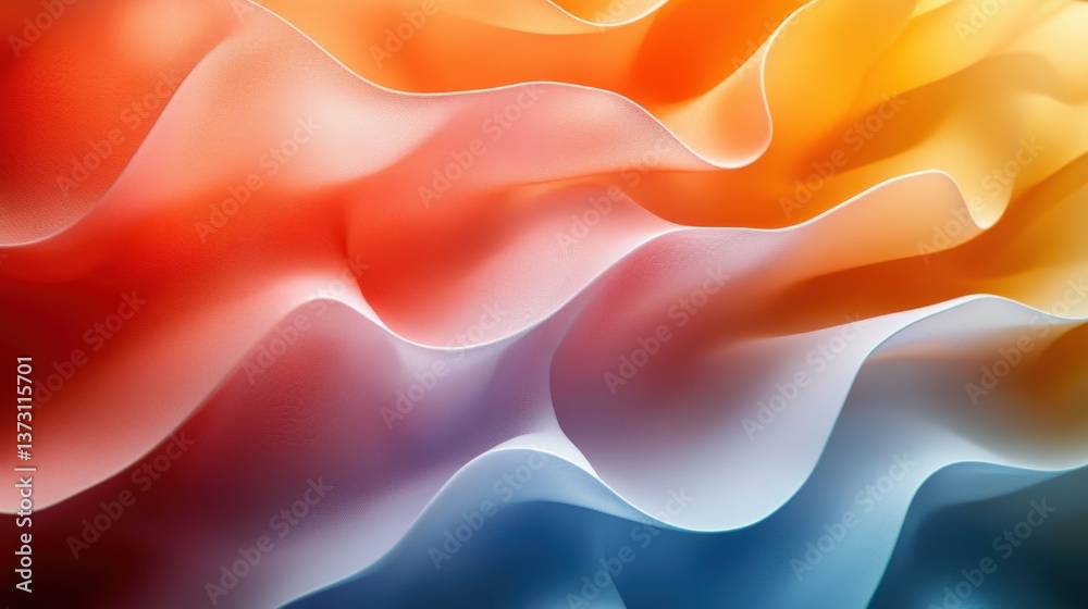 Fototapeta premium Vibrant Abstract Waves in Red Orange Yellow and Blue Tones