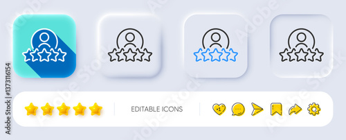 Business rank line icon. Neumorphic, Flat shadow, 3d buttons. Employee nomination sign. Human rating symbol. Line human rating icon. Social media icons. Vector